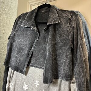Bijou Black Washed Cropped Jacket - Women's